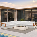 PURPLE LEAF Griffin L-shaped Patio Conversation Set White with Cushion Pillows Ottoman and Premium Leather for Patio Balcony