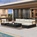 PURPLE LEAF Griffin Classical Patio Conversation Set Black with Cushion Pillows Ottoman and Premium Leather for Backyard Outdoor Living