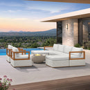 PURPLE LEAF Griffin Classical Patio Conversation Set White with Cushion Pillows Ottoman and Premium Leather for Backyard Outdoor Living