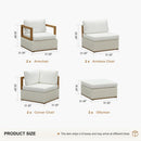 PURPLE LEAF Griffin Classical Patio Conversation Set White with Cushion Pillows Ottoman and Premium Leather for Backyard Outdoor Living