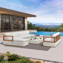 PURPLE LEAF Griffin Classical Patio Conversation Set White with Cushion Pillows Ottoman and Premium Leather for Backyard Outdoor Living