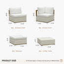 PURPLE LEAF Griffin Classical Patio Conversation Set White with Cushion Pillows Ottoman and Premium Leather for Backyard Outdoor Living