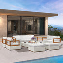 PURPLE LEAF Griffin Classical Patio Conversation Set White with Cushion Pillows Ottoman and Premium Leather for Backyard Outdoor Living