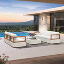 PURPLE LEAF Griffin Symmetrical Patio Conversation Set White with Cushion Pillows Ottoman and Premium Leather for Luxury Outdoor Living