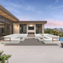PURPLE LEAF Griffin Symmetrical Patio Conversation Set White with Cushion Pillows Ottoman and Premium Leather for Luxury Outdoor Living
