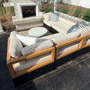 PURPLE LEAF Griffin L-shaped Patio Conversation Set Black with Cushion Pillows Ottoman and Premium Leather for Patio Balcony