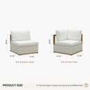 PURPLE LEAF Griffin L-shaped Patio Conversation Set White with Cushion Pillows Ottoman and Premium Leather for Patio Balcony