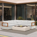 PURPLE LEAF Griffin L-shaped Patio Conversation Set White with Cushion Pillows Ottoman and Premium Leather for Patio Balcony