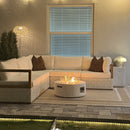 PURPLE LEAF Griffin L-shaped Patio Conversation Set White with Cushion Pillows Ottoman and Premium Leather for Patio Balcony