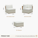 PURPLE LEAF Griffin L-shaped Patio Conversation Set White with Cushion Pillows Ottoman and Premium Leather for Patio Balcony