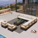 PURPLE LEAF Griffin Classical Patio Conversation Set Black with Cushion Pillows Ottoman and Premium Leather for Backyard Outdoor Living