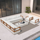 PURPLE LEAF Griffin Classical Patio Conversation Set White with Cushion Pillows Ottoman and Premium Leather for Backyard Outdoor Living