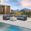 PURPLE LEAF Sanori L-Shaped Patio Couch Set Modular Sofa with Grey Cushions for Backyard