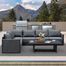 PURPLE LEAF Athena Louvered Pergola Modern Grey Pergola White Roof with Sanori Patio Couch Set Modular Sofas for Deck Backyard Garden