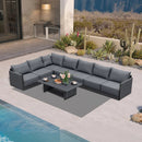 PURPLE LEAF Sanori L-Shaped Patio Couch Set Modular Sofa with Grey Cushions for Backyard