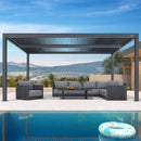PURPLE LEAF Sanori L-Shaped Patio Couch Set Modular Sofa with Grey Cushions for Backyard