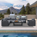 PURPLE LEAF Athena Louvered Pergola Modern Grey Pergola White Roof with Sanori Patio Couch Set Modular Sofas for Deck Backyard Garden