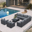 PURPLE LEAF Sanori L-Shaped Patio Couch Set Modular Sofa with Grey Cushions for Backyard