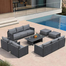 PURPLE LEAF Sanori Classical with Table Grey Patio Conversation Set with Cushions for Poolside