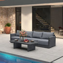PURPLE LEAF Sanori Classical with Table Grey Patio Conversation Set with Cushions for Poolside