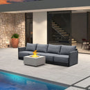 PURPLE LEAF Sanori Classical without Table Grey Patio Conversation Set with Cushions for Deck