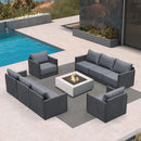 PURPLE LEAF Sanori Classical without Table Grey Patio Conversation Set with Cushions for Deck