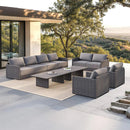 PURPLE LEAF Sanori L-Shaped Patio Couch Set Modular Sofa with Grey Cushions for Backyard