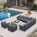 PURPLE LEAF Sanori Classical without Table Grey Patio Conversation Set with Cushions for Deck