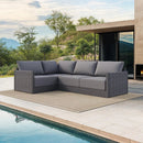PURPLE LEAF Sanori L-Shaped Patio Couch Set Modular Sofa with Grey Cushions for Backyard