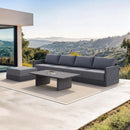 PURPLE LEAF Sanori L-Shaped Patio Couch Set Modular Sofa with Grey Cushions for Backyard