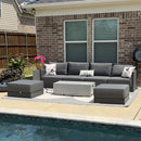 PURPLE LEAF Sanori Grey Symmetrical Outdoor Sectional  Modular Design with Cushions and Ottoman for Porch