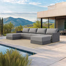 PURPLE LEAF Sanori Grey Symmetrical Outdoor Sectional  Modular Design with Cushions and Ottoman for Porch