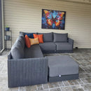 PURPLE LEAF Sanori L-Shaped Patio Couch Set Modular Sofa with Grey Cushions for Backyard
