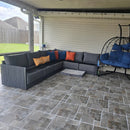 PURPLE LEAF Sanori L-Shaped Patio Couch Set Modular Sofa with Grey Cushions for Backyard