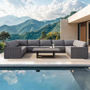 PURPLE LEAF Sanori U-Shaped Patio Couch Set Modular Sofa with Grey Cushions and Ottoman for Balcony