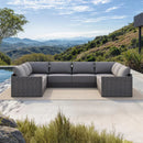 PURPLE LEAF Sanori U-Shaped Patio Couch Set Modular Sofa with Grey Cushions and Ottoman for Balcony