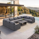 PURPLE LEAF Sanori L-Shaped Patio Couch Set Modular Sofa with Grey Cushions for Backyard