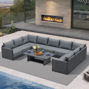 PURPLE LEAF Sanori U-Shaped Patio Couch Set Modular Sofa with Grey Cushions and Ottoman for Balcony