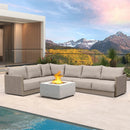 PURPLE LEAF Sanori L-Shaped Patio Couch Set Modular Sofa with Beige Cushions for Backyard