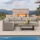 PURPLE LEAF Sanori L-Shaped Patio Couch Set Modular Sofa with Beige Cushions for Backyard