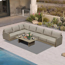 PURPLE LEAF Sanori L-Shaped Patio Couch Set Modular Sofa with Beige Cushions for Backyard