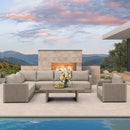 PURPLE LEAF Sanori L-Shaped Patio Couch Set Modular Sofa with Beige Cushions for Backyard