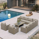 PURPLE LEAF Sanori L-Shaped Patio Couch Set Modular Sofa with Beige Cushions for Backyard