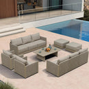 PURPLE LEAF Sanori L-Shaped Patio Couch Set Modular Sofa with Beige Cushions for Backyard