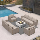 PURPLE LEAF Sanori Classical without Table Beige Patio Conversation Set with Cushions for Deck