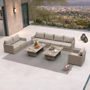 PURPLE LEAF Sanori Classical with Table Beige Patio Conversation Set with Cushions for Poolside