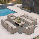 PURPLE LEAF Sanori L-Shaped Patio Couch Set Modular Sofa with Beige Cushions for Backyard