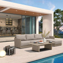 PURPLE LEAF Sanori L-Shaped Patio Couch Set Modular Sofa with Beige Cushions for Backyard