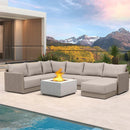 PURPLE LEAF Sanori L-Shaped Patio Couch Set Modular Sofa with Beige Cushions for Backyard