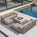 PURPLE LEAF Sanori L-Shaped Patio Couch Set Modular Sofa with Beige Cushions for Backyard